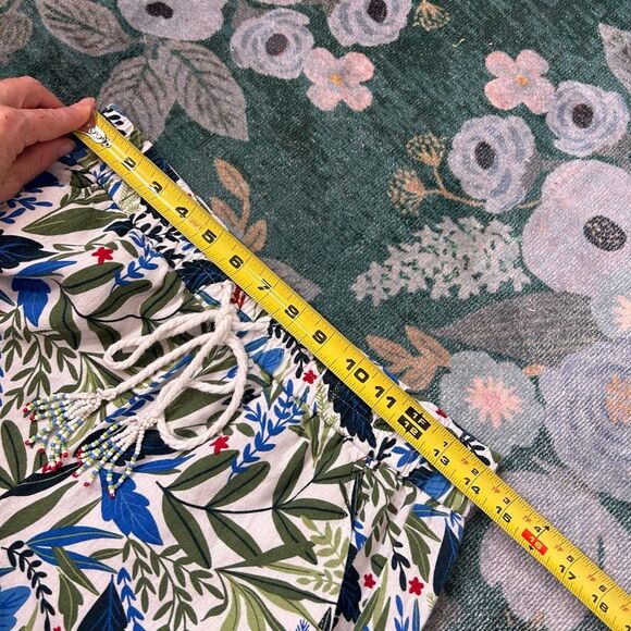Joie Short Womens 8 Blue Green White Evelyn Tropical Beaded Linen Blend Medium - Picture 14 of 16